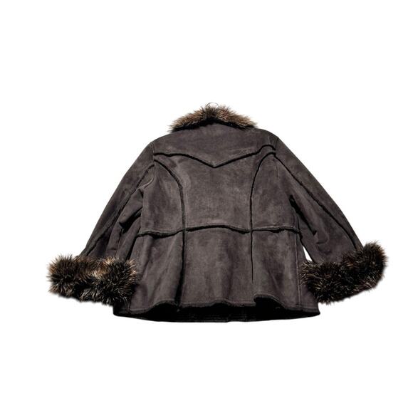 Vintage Utex Pennylane Coat Large Y2K Brown Faux Fur Mob Wife - Picture 2 of 13